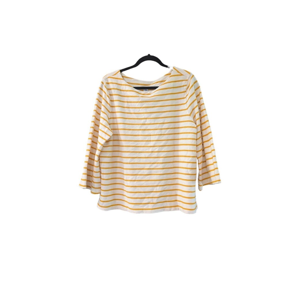 Old Navy Yellow Striped Bell Sleeve Top Women's Size XL  3/4 Sleeve